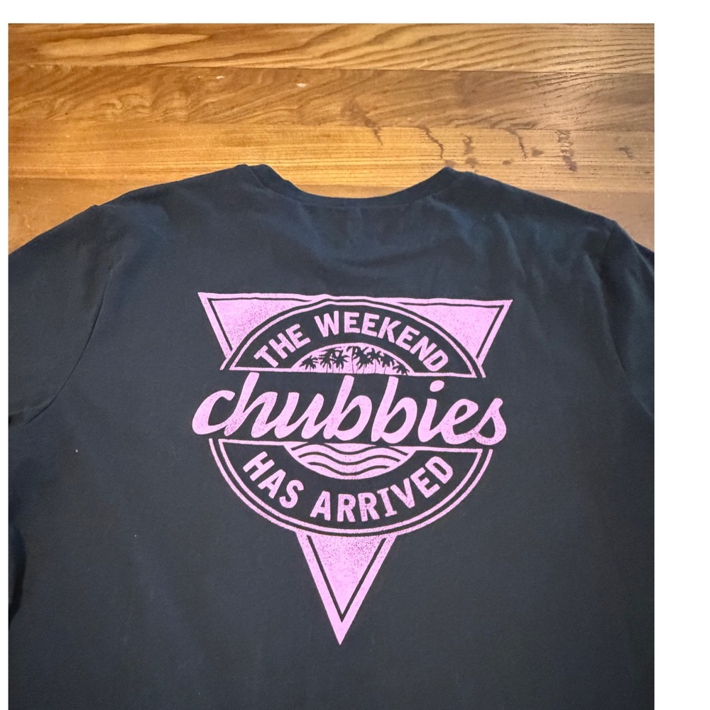 Chubbies Mens Large Black Pink The Weekend Has Arrived Graphic T-Shirt L
